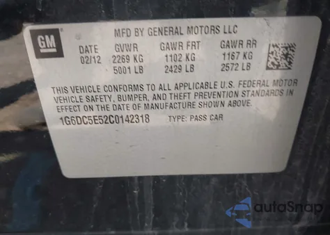 2012 Cadillac Cts Standard z USA, uszkodzony, nr VIN 1G6DC5E52C0142318